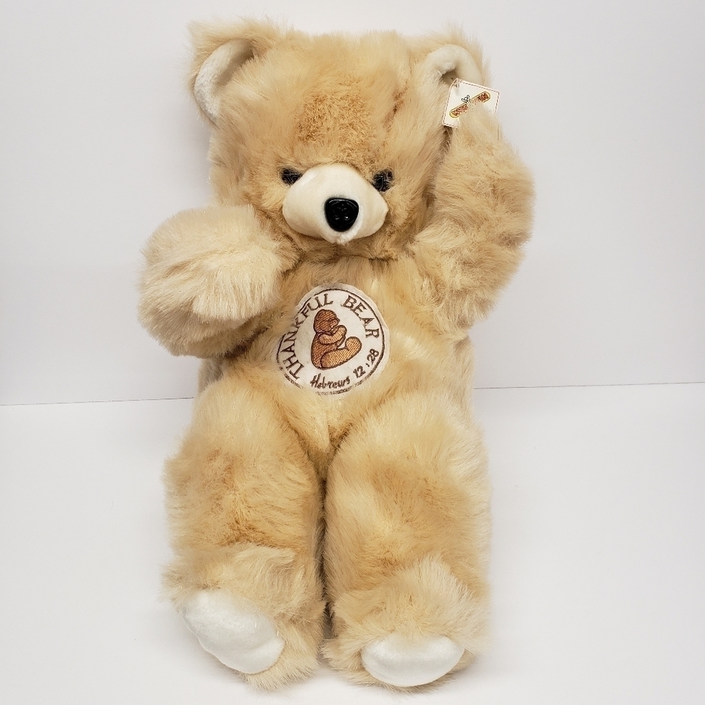 Wee Win Toys 17" Thankful Teddy Bear Vintage Made in Korea Religious Plush